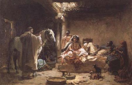 Frederick Arthur Bridgman Interior of an Algerian House,Biskra (mk32) Norge oil painting art